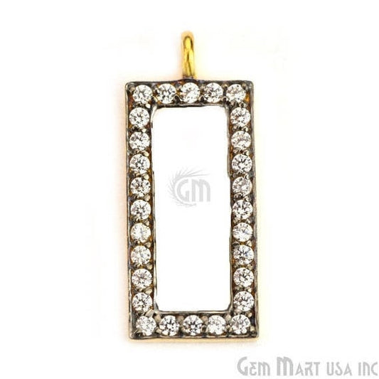 Rectangle Charms Diamond CZ Pave Gold Plated Charm for Bracelet Pendants & Necklace (CHWS-40053) - GemMartUSA (755012468783)