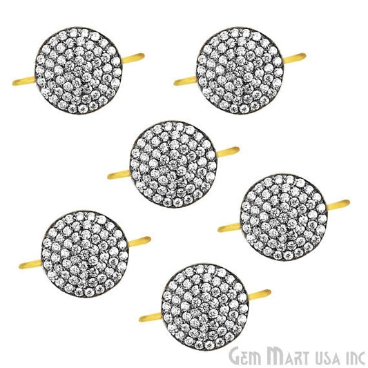 Round Charms Diamond CZ Pave Gold Plated Charm for Bracelet Pendants & Necklace (CHWS-40060) - GemMartUSA (755014565935)