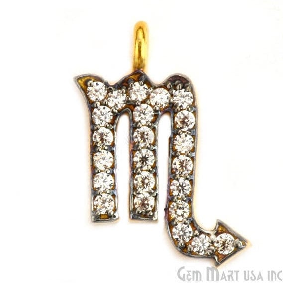 Scorpio Charms Diamond CZ Pave Gold Plated Charm for Bracelet Pendants & Necklace (CHWS-40064) - GemMartUSA (755015647279)