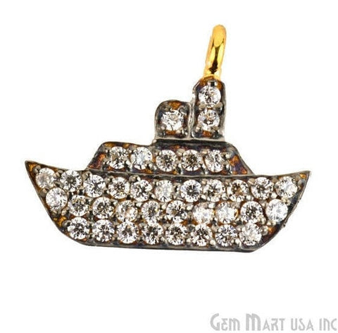 Ship Charms Diamond CZ Pave Gold Plated Charm for Bracelet Pendants & Necklace (CHWS-40071) - GemMartUSA (755017941039)