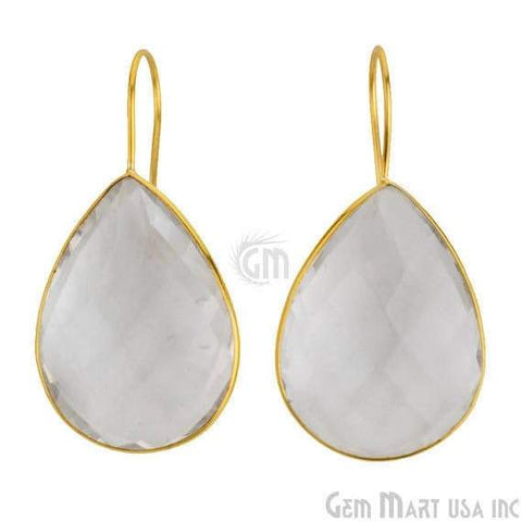 24k gold plated Crystal Bezel Pears shape 31x22mm Connector Earring (CLER-90016) - GemMartUSA (762683031599)