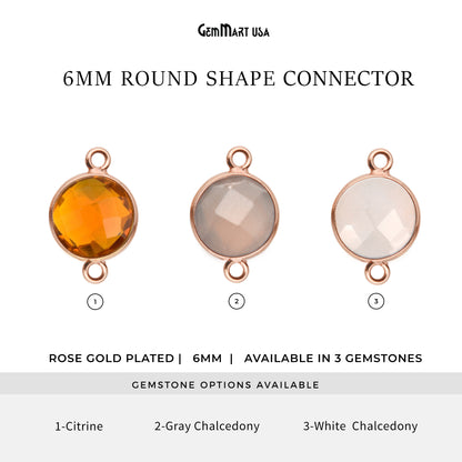 Round 6mm Double Bail Rose Gold Plated Gemstone Connector