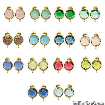 DIY Round 13x9mm Gold Bail Gemstone stud Earring (Pick Your Gemstone) - GemMartUSA