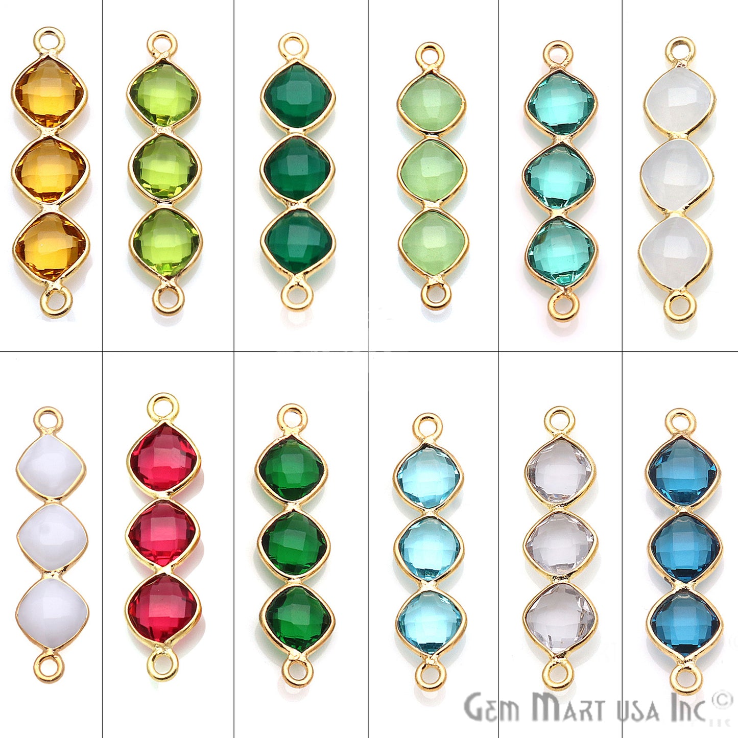 DIY Gemstone 29x7mm Gold Plated Finding Component (Pick Your Gemstone) - GemMartUSA