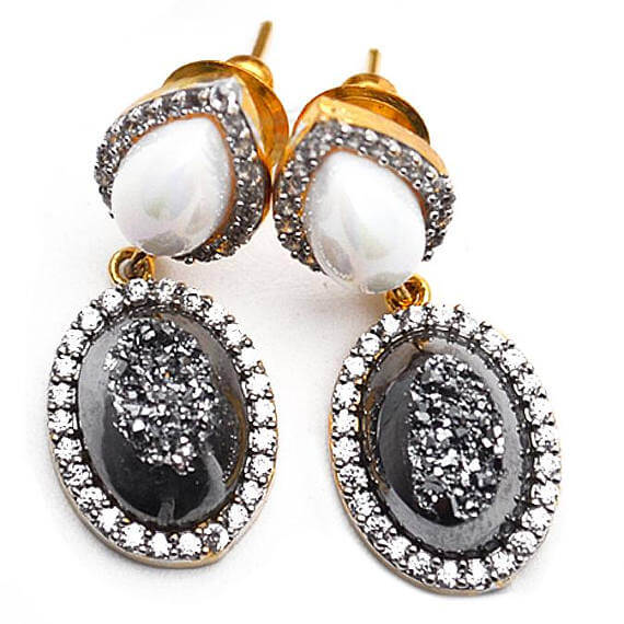Platinum Druzy With Cubic...