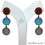 Multicolor Gemstone & Cubic Zirconia Pave 52x15mm Black Plated Gemstone Dangle Stud Earring - GemMartUSA