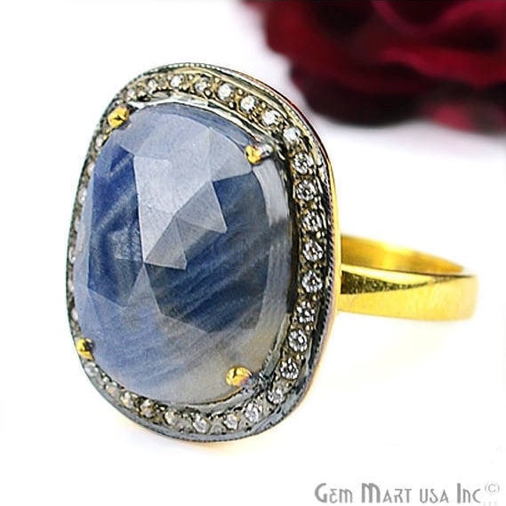 Sapphire Cz Pave Diamond...