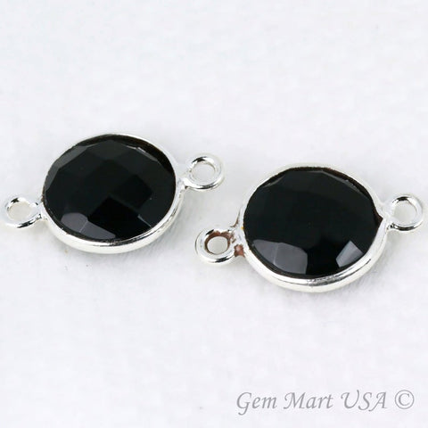 Round 10mm Double Bail Silver Plated Gemstone Bezel Connector