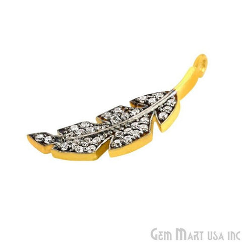 'Leaf' CZ Pave Gold Vermeil Charm for Bracelet & Pendants