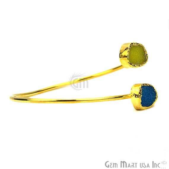 Elegant Adjustable Double Druzy Gemstone Stacking Bangle Bracelet - GemMartUSA (754811928623)