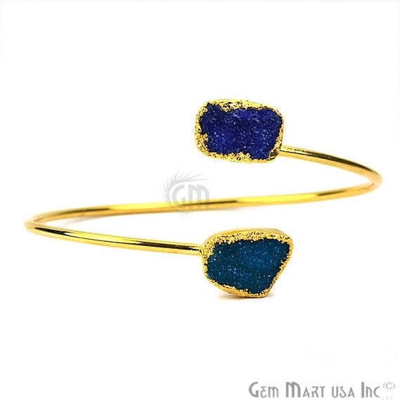 Elegant Adjustable Double Druzy Gemstone Stacking Bangle Bracelet - GemMartUSA (754813829167)