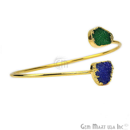 Elegant Adjustable Double Druzy Gemstone Stacking Bangle Bracelet - GemMartUSA (754817433647)