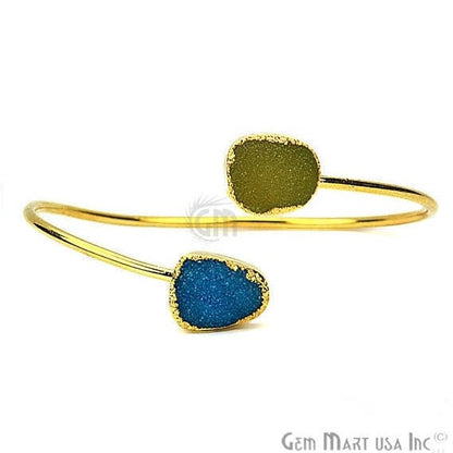 Rough Druzy Adjustable Gold Plated Gemstone Women's Bracelet