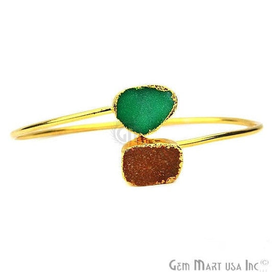 Elegant Adjustable Double Druzy Gemstone Stacking Bangle Bracelet - GemMartUSA (754950996015)