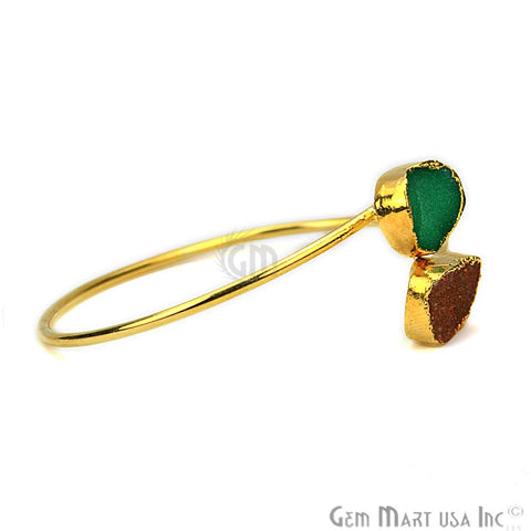 Elegant Adjustable Double Druzy Gemstone Stacking Bangle Bracelet - GemMartUSA (754950996015)
