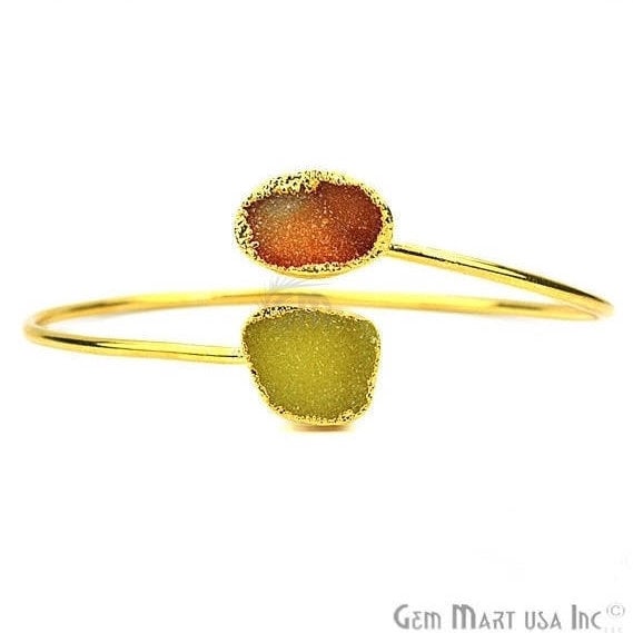 Elegant Adjustable Double Druzy Gemstone Stacking Bangle Bracelet - GemMartUSA (754953945135)