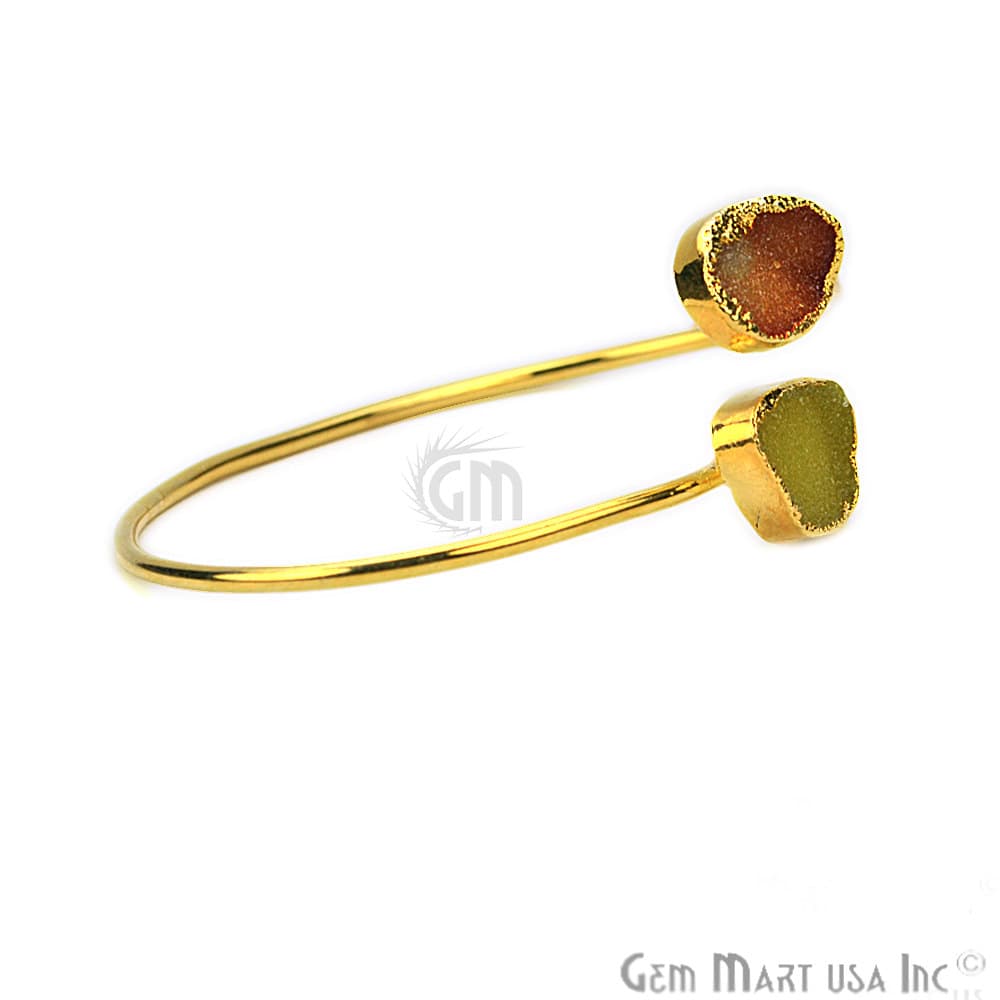 Elegant Adjustable Double Druzy Gemstone Stacking Bangle Bracelet - GemMartUSA (754953945135)