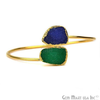 Elegant Adjustable Double Druzy Gemstone Stacking Bangle Bracelet - GemMartUSA (754954272815)