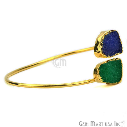 Elegant Adjustable Double Druzy Gemstone Stacking Bangle Bracelet - GemMartUSA (754954272815)