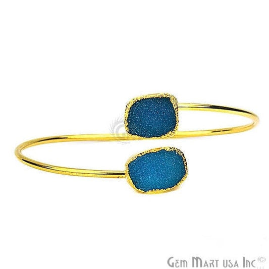 Elegant Adjustable Double Druzy Gemstone Stacking Bangle Bracelet - GemMartUSA (754958008367)