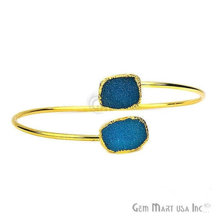 Rough Druzy Adjustable Gold Plated Gemstone Women's Bracelet