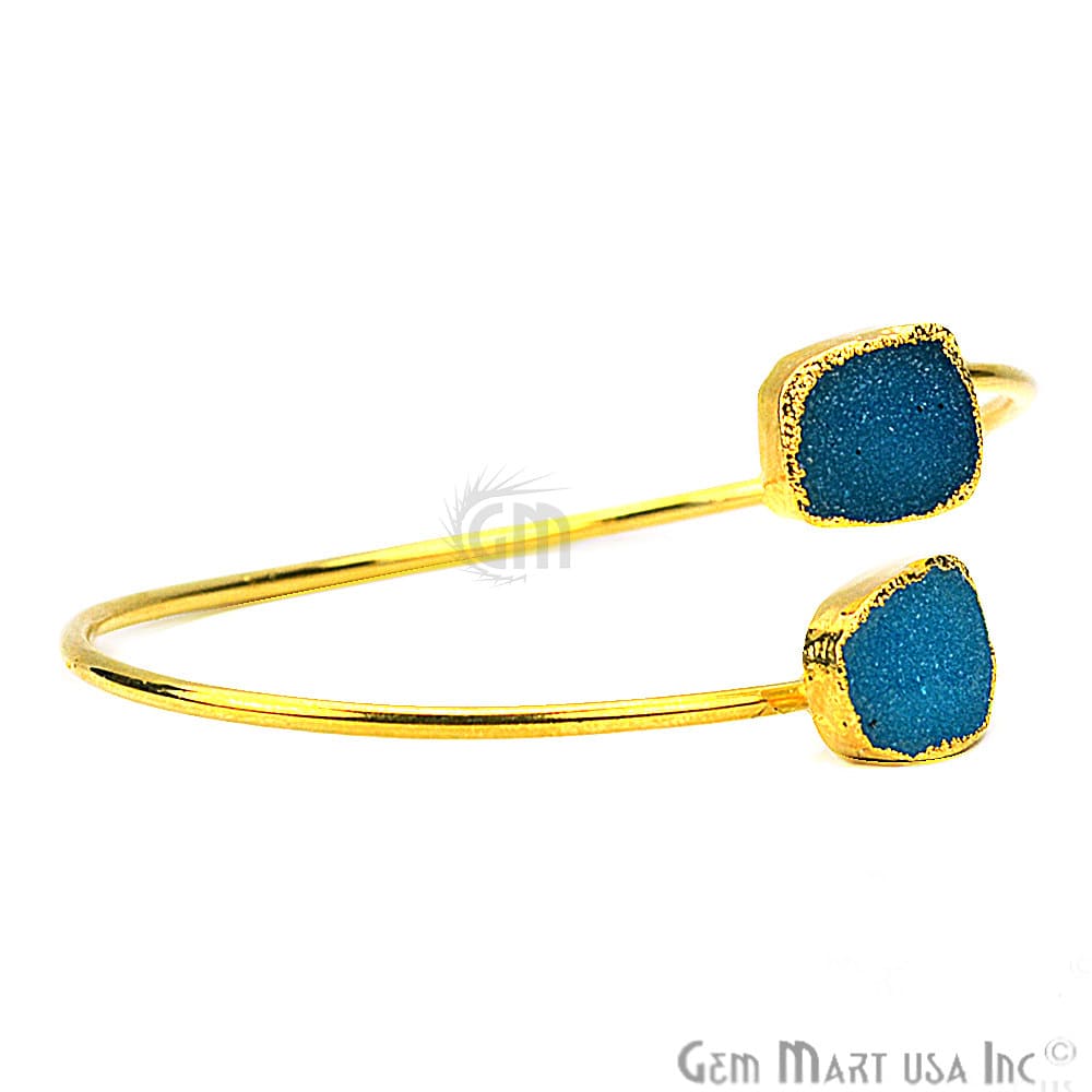 Elegant Adjustable Double Druzy Gemstone Stacking Bangle Bracelet - GemMartUSA (754958008367)