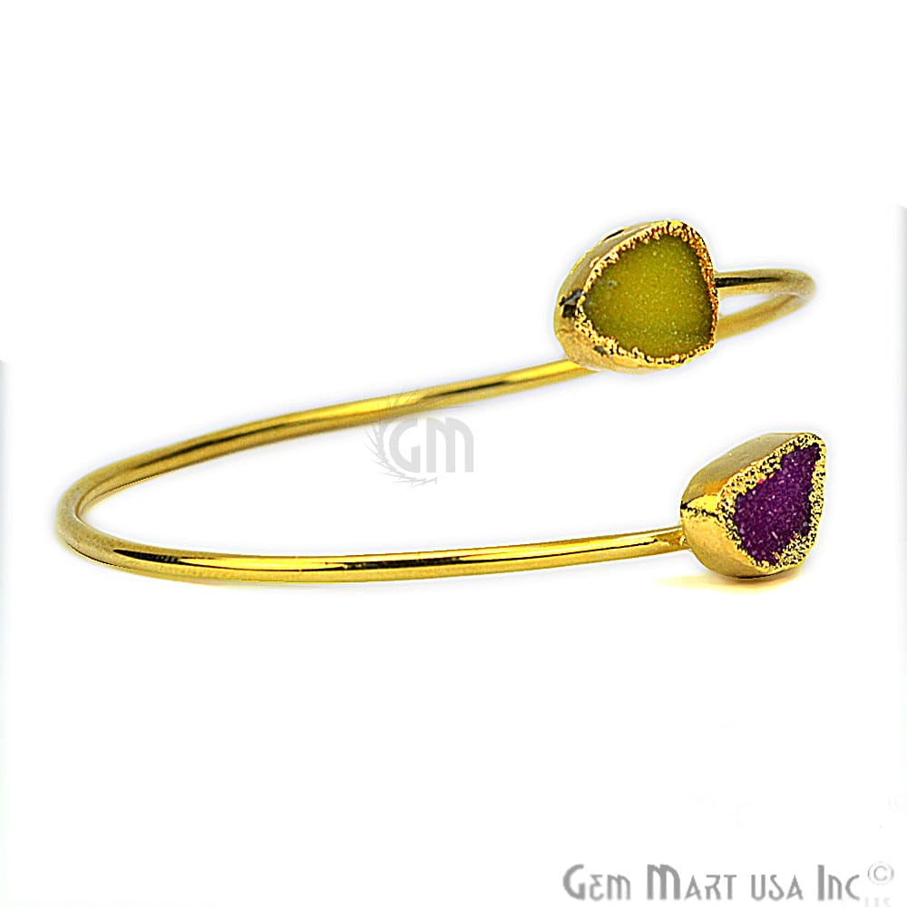 Elegant Adjustable Double Druzy Gemstone Stacking Bangle Bracelet - GemMartUSA (754958893103)