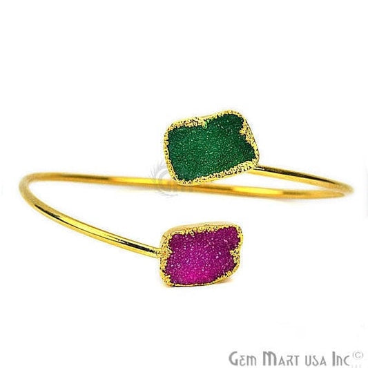 Elegant Adjustable Double Druzy Gemstone Stacking Bangle Bracelet - GemMartUSA (754959384623)