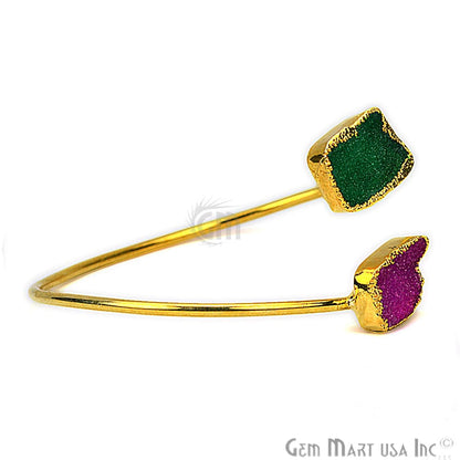 Elegant Adjustable Double Druzy Gemstone Stacking Bangle Bracelet - GemMartUSA (754959384623)