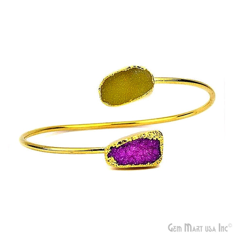 Rough Druzy Adjustable Gold Plated Gemstone Women's Bracelet