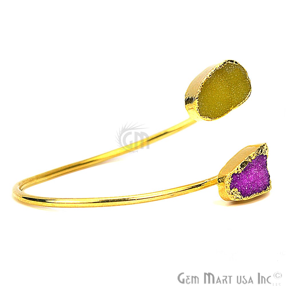 Elegant Adjustable Double Druzy Gemstone Stacking Bangle Bracelet - GemMartUSA (754961186863)