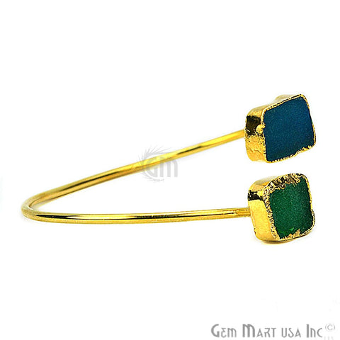 Elegant Adjustable Double Druzy Gemstone Stacking Bangle Bracelet - GemMartUSA (754961809455)