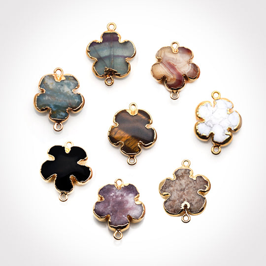 Flower Shape Gemstone Gold...
