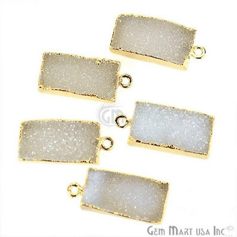 Gold Electroplated Druzy 10x20mm Octagon Single Bail Gemstone Connector