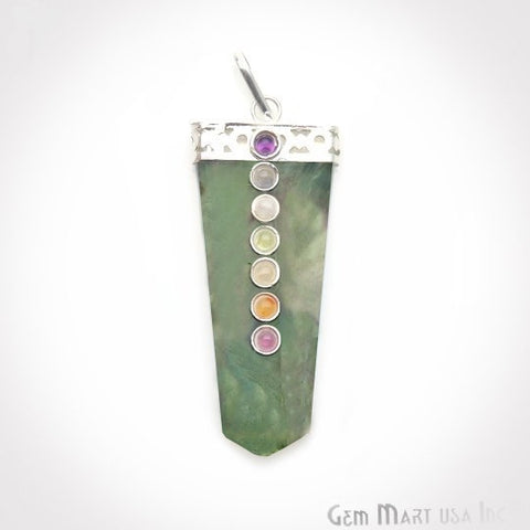 DIY 7 Chakra Healing Gemstone Silver 60x20mm Terminated Pendant (Pick Stone) - GemMartUSA