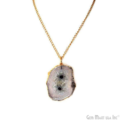 One Of A Kind Druzy Gold Electroplated Necklace Chain Pendant