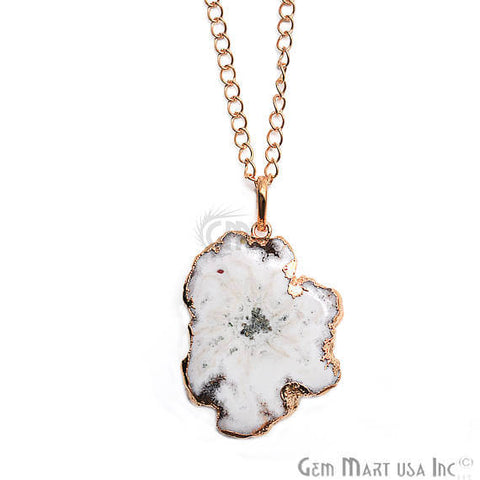 One Of A Kind Solar Druzy 45X31mm Gold Electroplated Single Bail 24 Inch Necklace Chain Pendant - GemMartUSA
