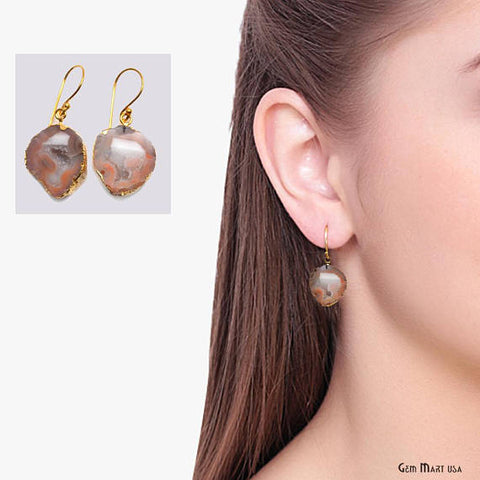 Geode Druzy Dangle Earrings, 22k Gold Electroplated Hook Earrings (DPER-90329) - GemMartUSA (754728534063)