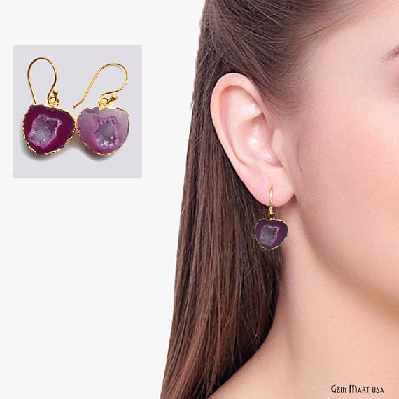 Geode Druzy Dangle Earrings,...