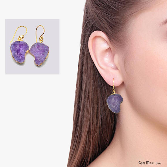 Geode Druzy Dangle Earrings,...