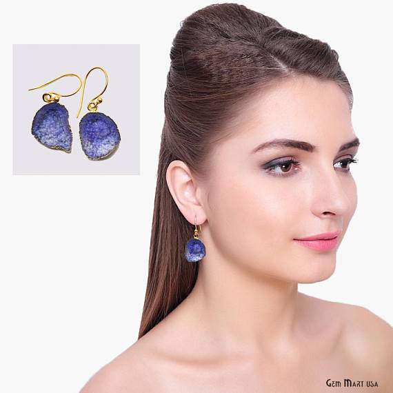 Geode Druzy Dangle Earrings,...