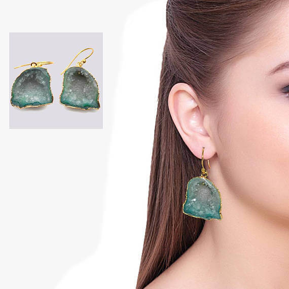 Green Geode Druzy Organic...