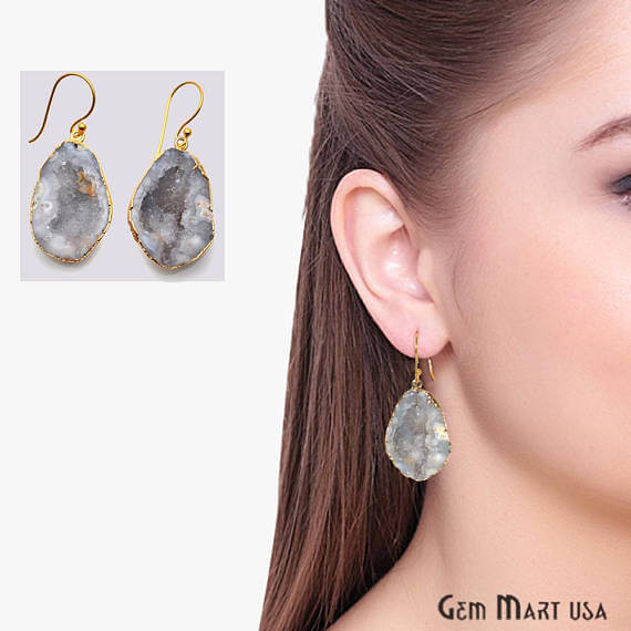 White Geode Druzy Organic...