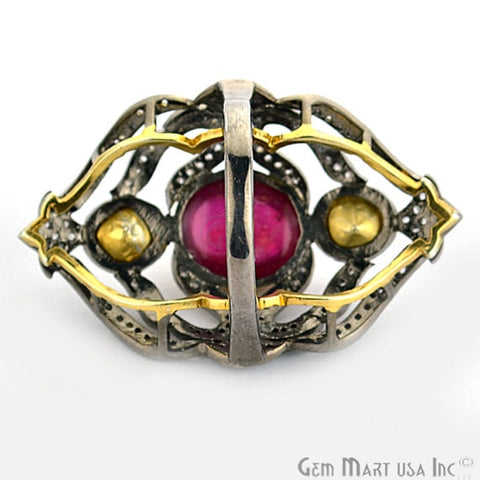 Victorian Estate Ring, 7.75cts Natural Ruby 0.60cts Sliced Diamonds With 0.89cts of Diamond as Accent Stone (DR-12003) - GemMartUSA (763451899951)