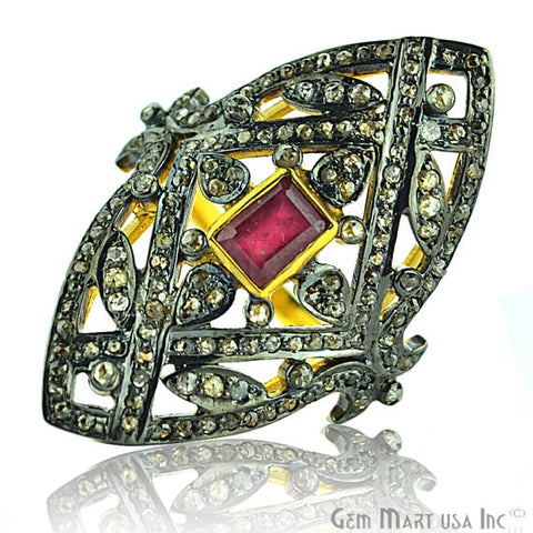 Victorian Estate Ring, 1.60cts Natural Ruby With 1.70cts of Diamond as Accent Stone (DR-12007) - GemMartUSA (763453210671)