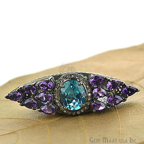 Victorian Estate Ring, 18.72cts Amethyst 5.68cts Hydro Blue With 2.30cts of Diamond as Accent Stone (DR-12009) - GemMartUSA (763454816303)