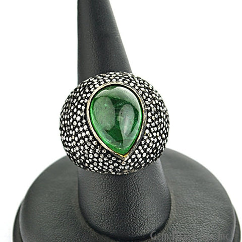 Victorian Estate Ring, 10.31cts Natural Emerald with 2.60cts of Diamond as Accent Stone (DR-12041) - GemMartUSA (763475394607)