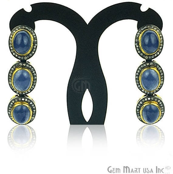 Victorian Estate Earring, 16.38 cts Natural Sapphire With 0.65 cts of Diamond as Accent Stone (DR-12068) - GemMartUSA (763492073519)