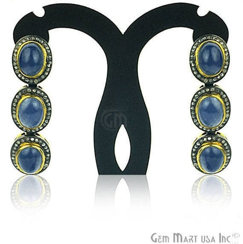 Victorian Estate Earring, 16.38 cts Natural Sapphire With 0.65 cts of Diamond as Accent Stone (DR-12068) - GemMartUSA (763492073519)
