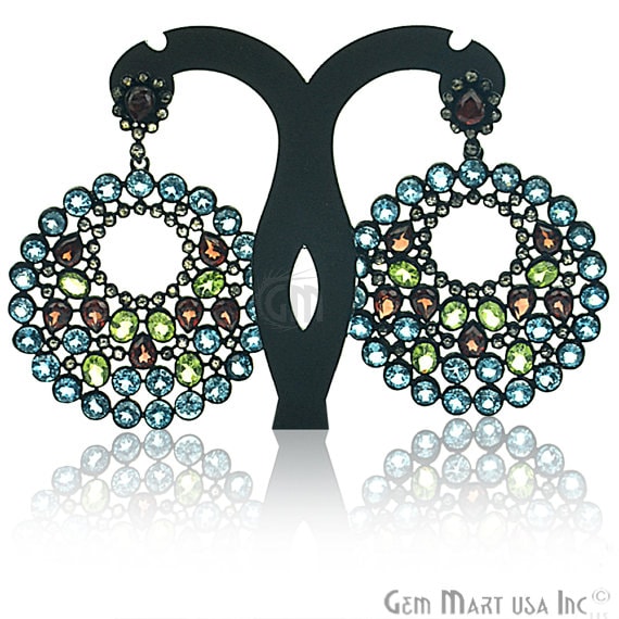 Victorian Estate Earring, 0.26 cts Multi Stone With 2.40 cts of Diamond as Accent Stone (DR-12069) - GemMartUSA (763492794415)
